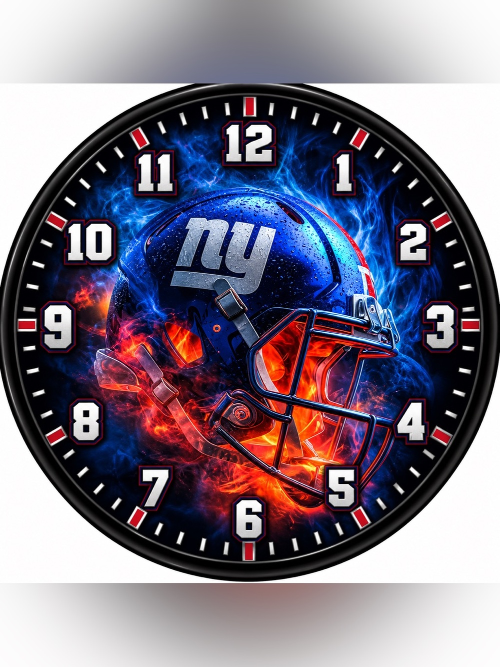 NY Football Helmet Wall Clock - Blue and Red Home Wall Decor